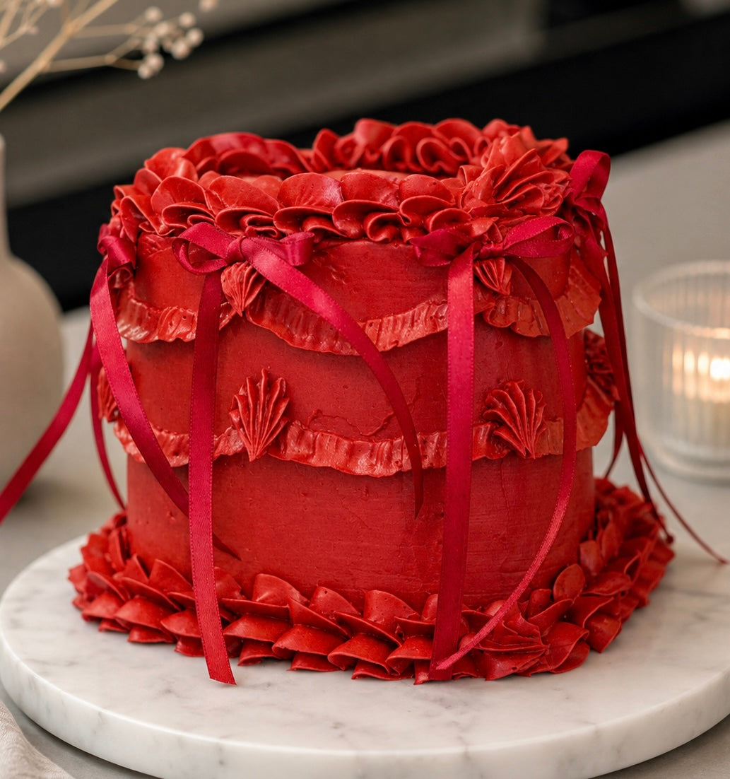 Vintage Red Scarlett Heart Cake- classic vintage heart