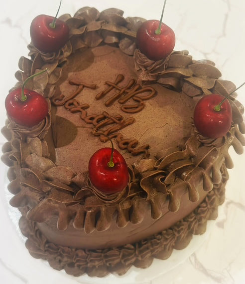 Devil’s Food Chocolate Cherry Vintage Heart Cake