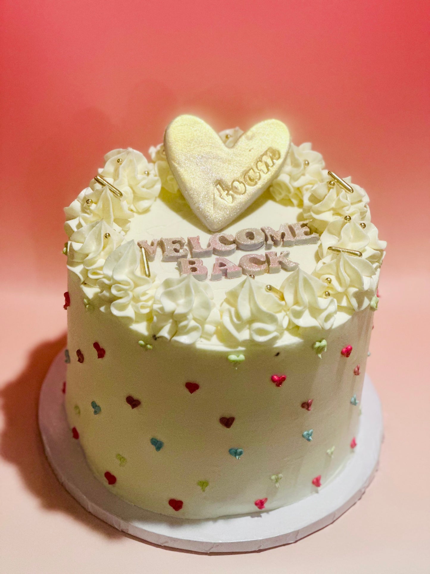 Vintage "Rainbow Hearts" Cake