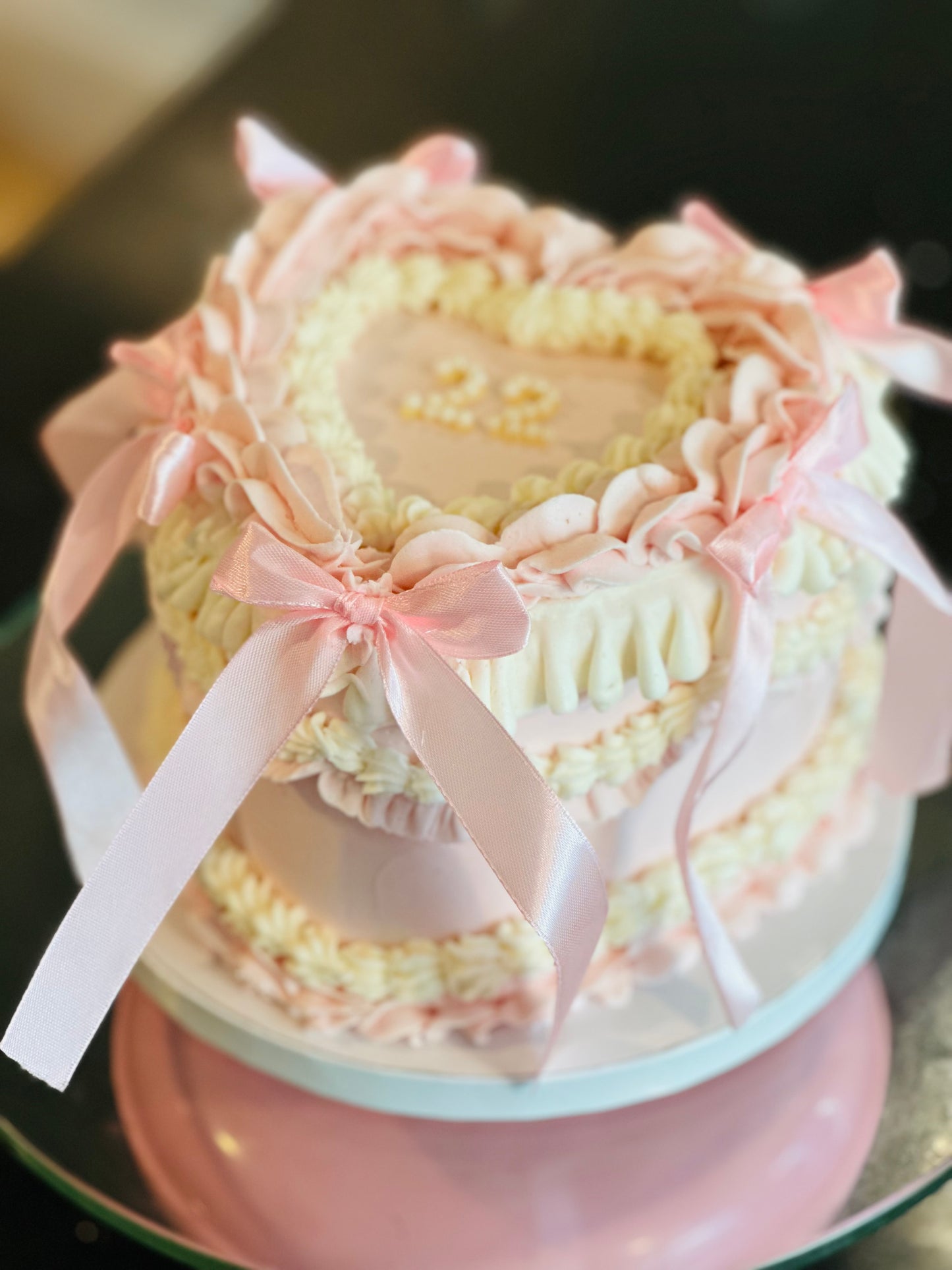 Vintage Heart "Pretty in Pink" Cake- victorian heart custom cake