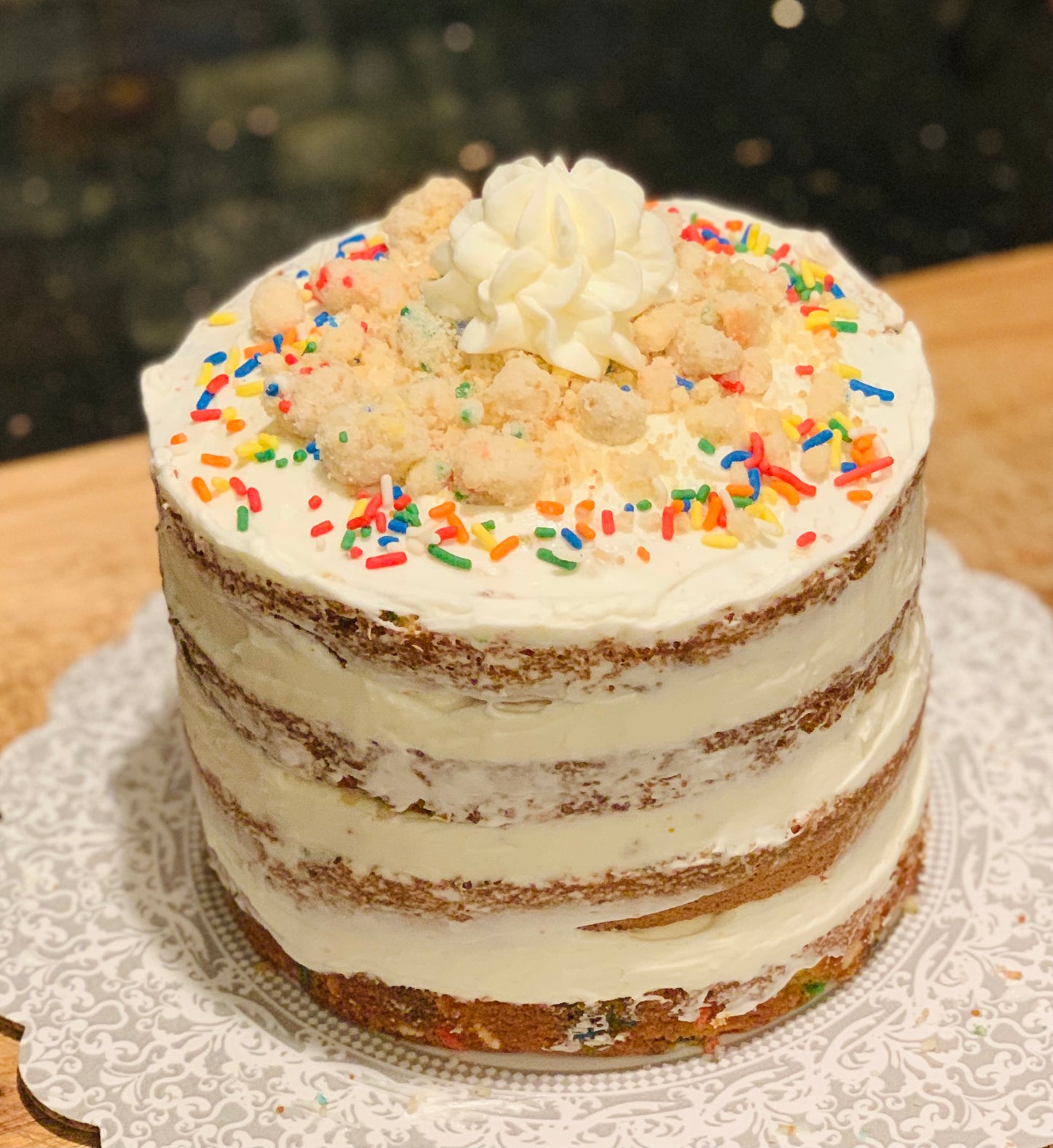 Classic Naked Confetti Cake