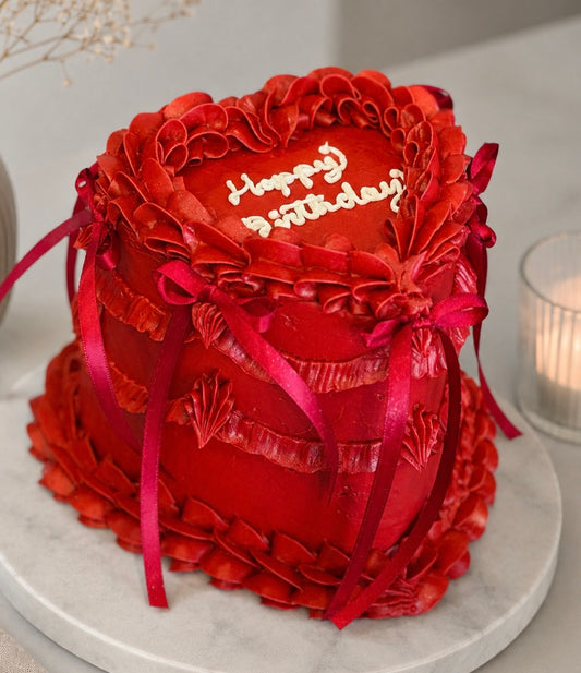 Vintage Red Scarlett Heart Cake- classic vintage heart