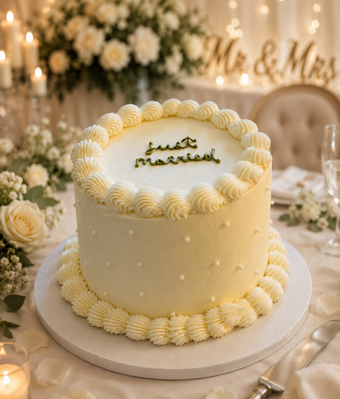 Classic Vanilla Sponge tiny pearls elegant cake
