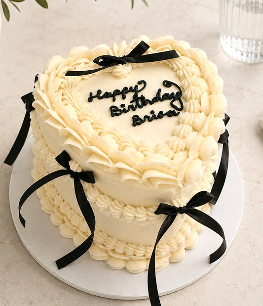 Vintage Black Tie Heart Cake- classic vintage heart