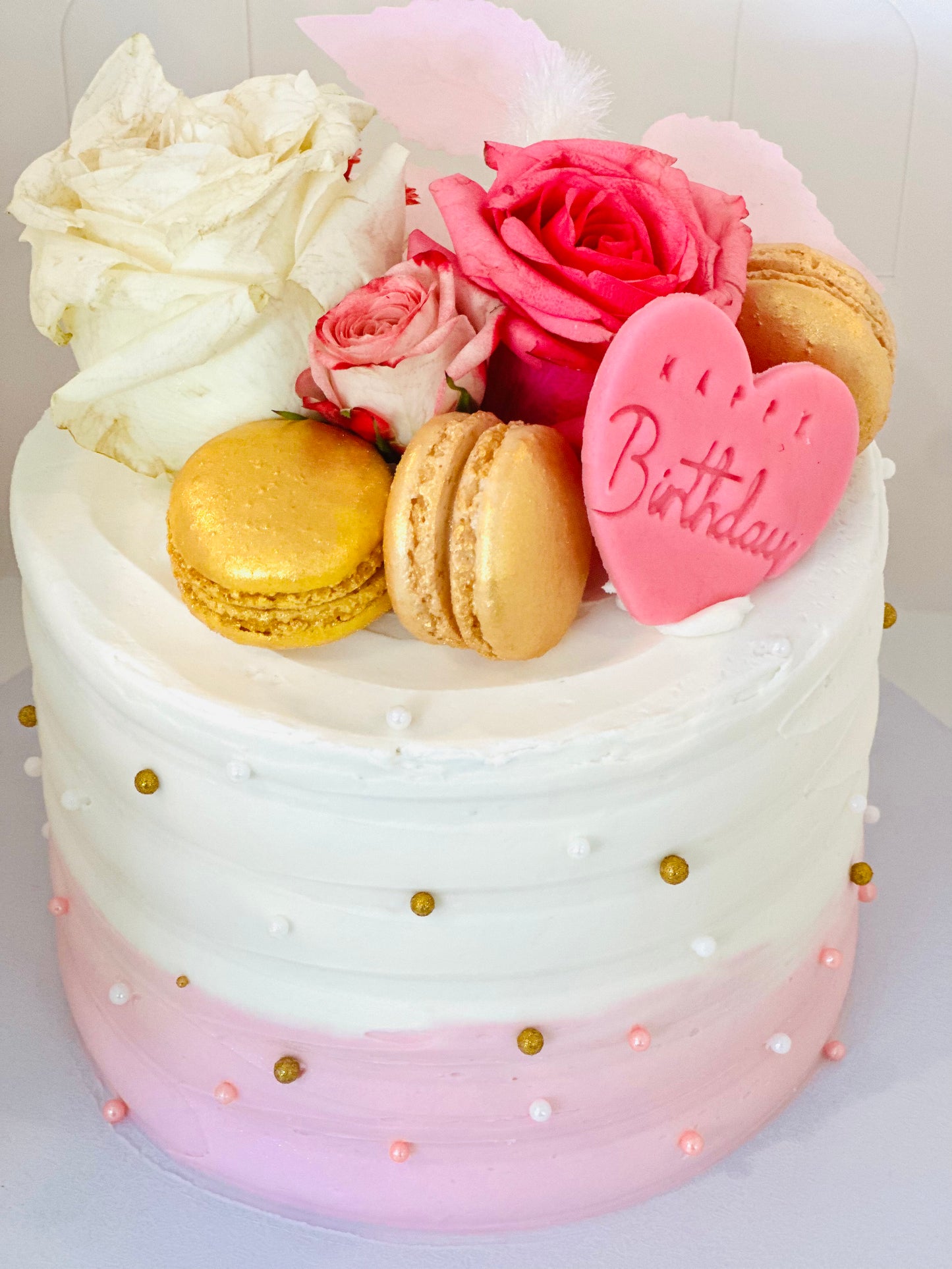 Classic "Sydney" Cake- Floral macron cake-birthday,graduation etc.