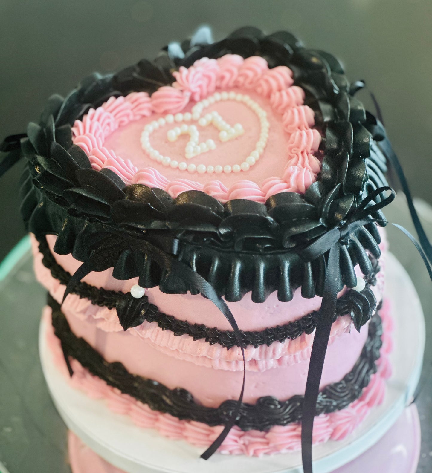 Vintage Heart "Rocker Pink" Cake- Vintage heart custom cake