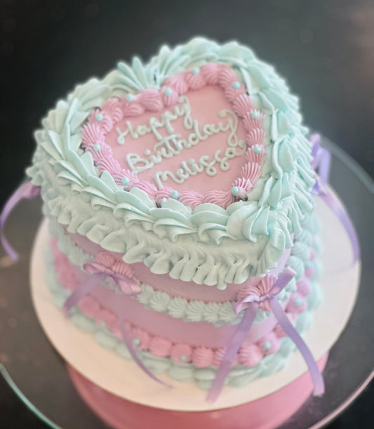 Vintage Ariel Cake- classic vintage heart