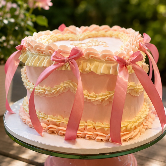 Vintage Heart "Pretty in Pink" Cake- victorian heart custom cake